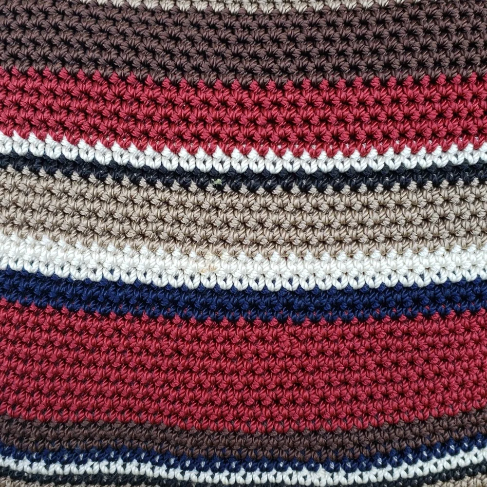 Vintage The Sak Eliott Lucca Crochet Stripe Nylon Hobo Bag Y2K Bohemian Beachy